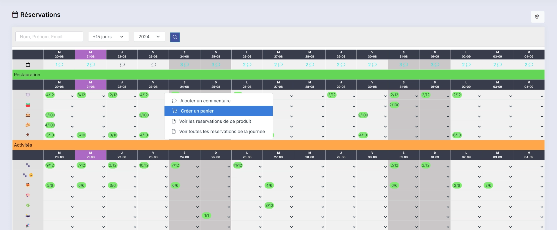 Une interface claire, intuitive et complète pour la gestion de vos réservations en ligne