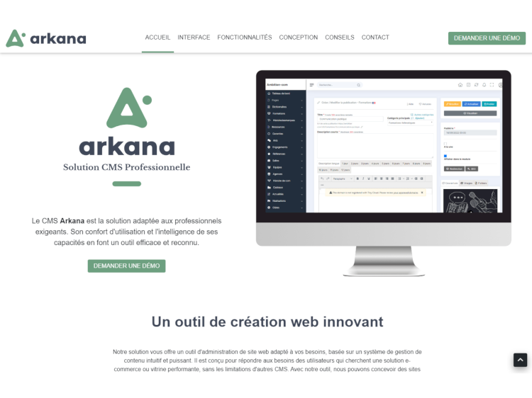 Conception du site Arkana avec Arkana